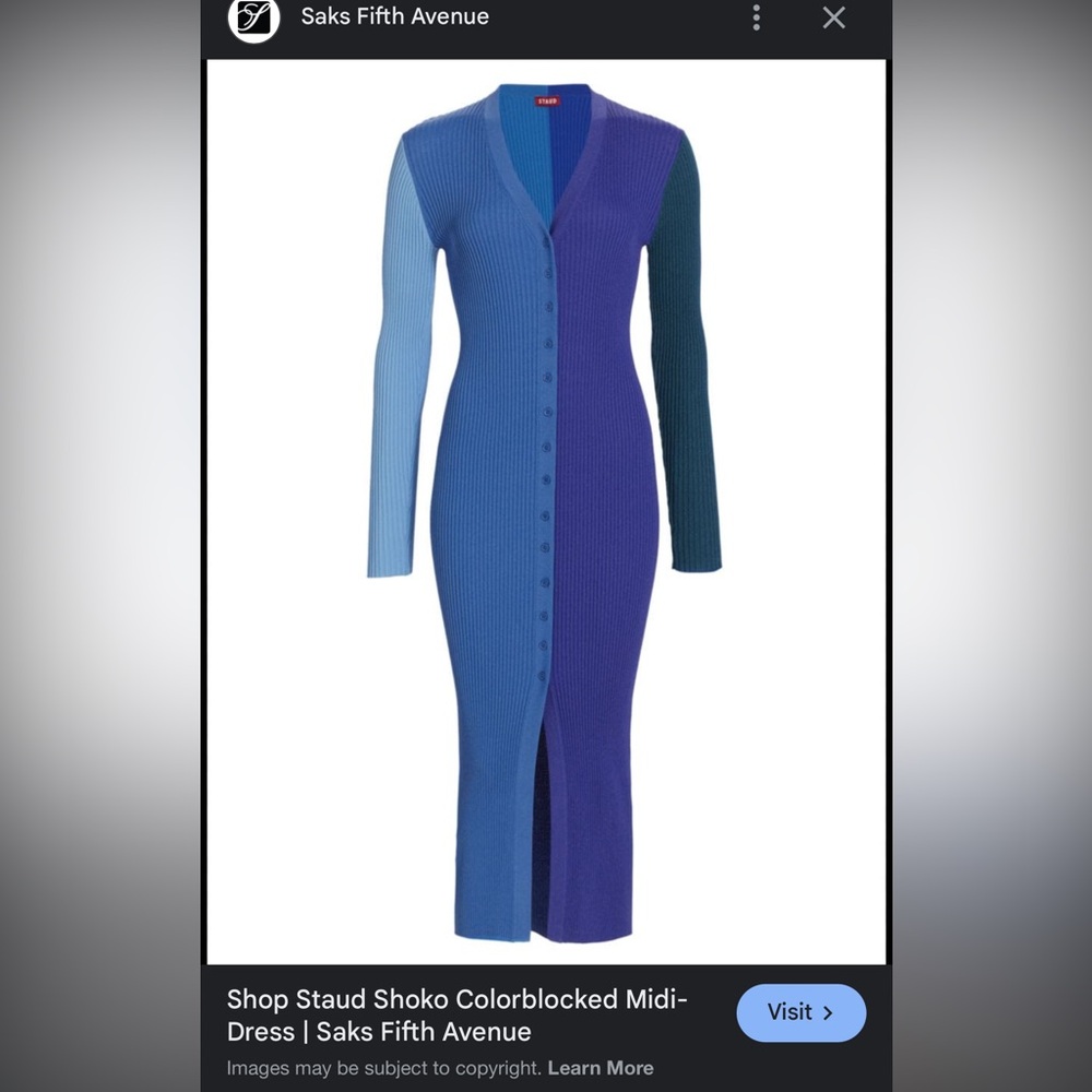 STAUD Shoko Colorblocked Midi Dress